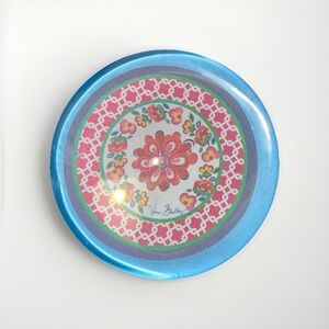 Vera Bradley Half Moon Solid Glass Paperweight English Garden Floral EUC